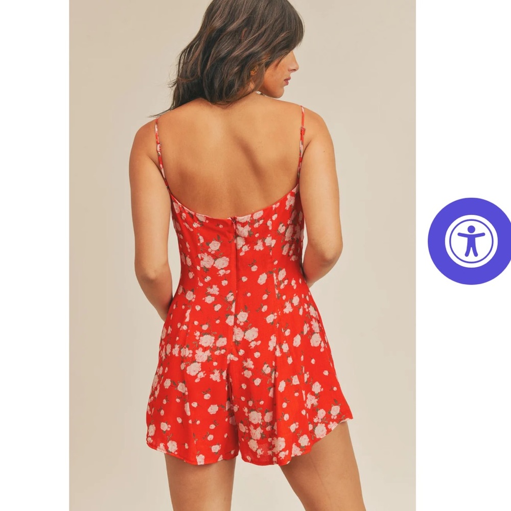 Sage Red Floral Jumpsuit